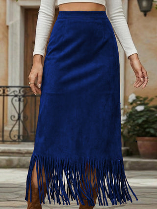 Tassel H-Line Midi Skirt for Women | Elara