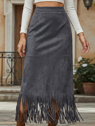 Tassel H-Line Midi Skirt for Women | Elara