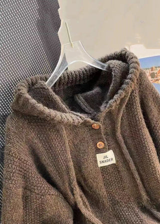 Lace-Up Hooded Knit Top – Relaxed Contemporary Silhouette | Caffera