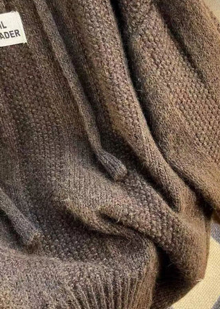 Lace-Up Hooded Knit Top – Relaxed Contemporary Silhouette | Caffera