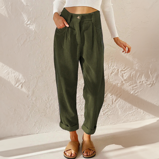 Lisette High-Waisted Corduroy Trousers – Wide-Leg Relaxed Fit