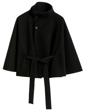 Ivanna Women’s Wool Coat – Elegant High Collar with Removable Belt & Relaxed Fit