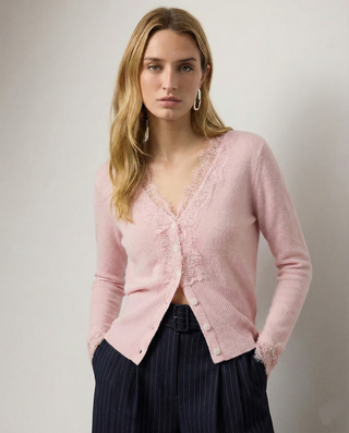 Elegant lace detail cardigan for women | Seraphina