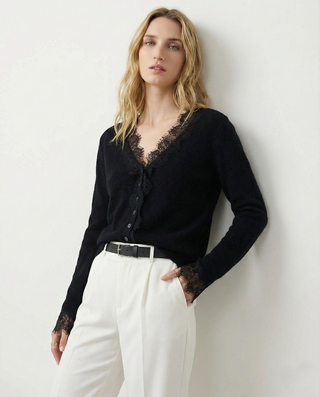 Elegant lace detail cardigan for women | Seraphina