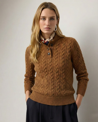 Arden Cable-Knit Button-Up Sweater