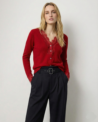 Elegant lace detail cardigan for women | Seraphina