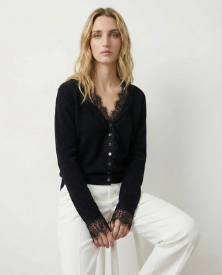 Elegant lace detail cardigan for women | Seraphina