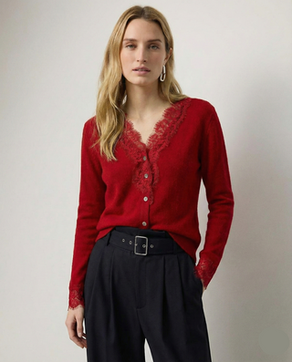 Elegant lace detail cardigan for women | Seraphina