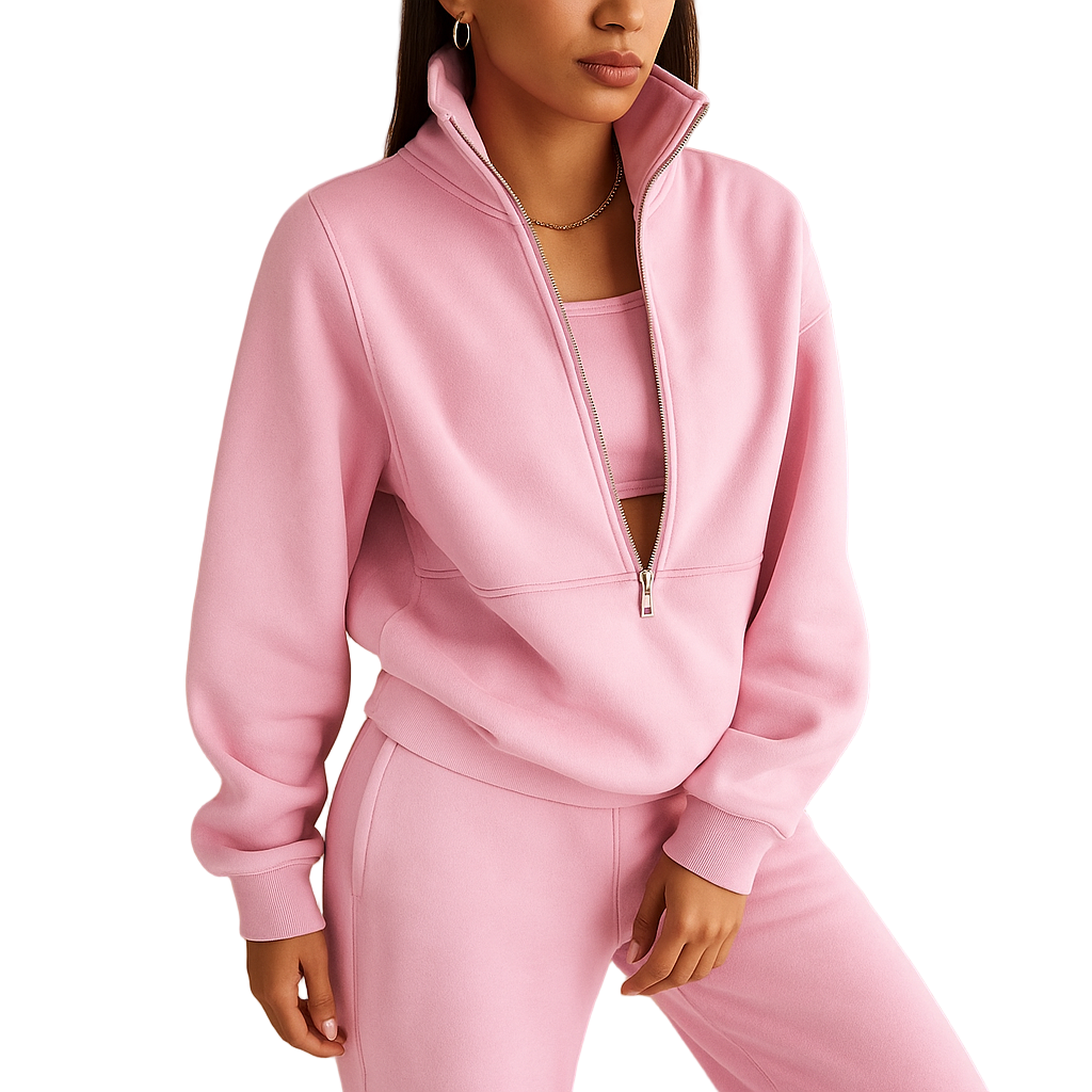 Women's Half-Zip Sweatshirt & Jogger Set | Relaxed Athleisure Wear | Loïs
