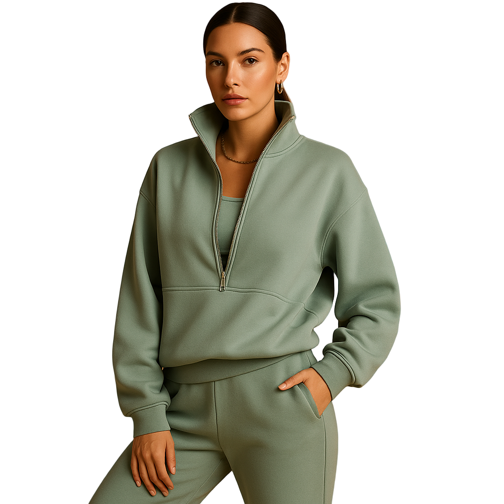 Women's Half-Zip Sweatshirt & Jogger Set | Relaxed Athleisure Wear | Loïs