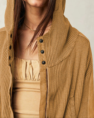 Cropped waffle zip hoodie for women | Ardyn