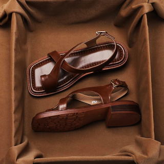 Italian Leather Cross-Strap Sandals