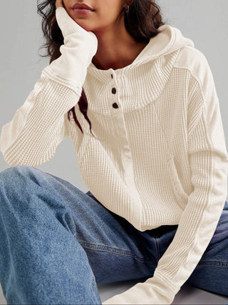 Cropped waffle zip hoodie for women | Ardyn