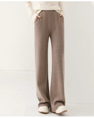 Chic high-waisted wide-leg knit pants for women | Valenne