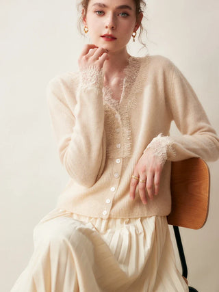 Elegant lace detail cardigan for women | Seraphina