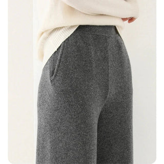 Chic high-waisted wide-leg knit pants for women | Valenne