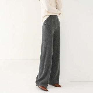Chic high-waisted wide-leg knit pants for women | Valenne