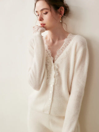 Elegant lace detail cardigan for women | Seraphina