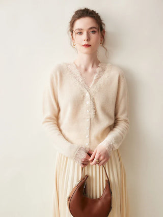 Elegant lace detail cardigan for women | Seraphina