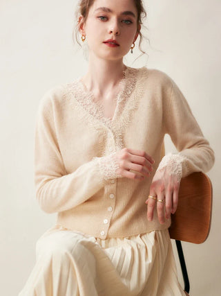 Elegant lace detail cardigan for women | Seraphina