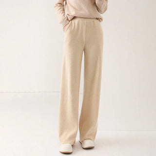 Chic high-waisted wide-leg knit pants for women | Valenne