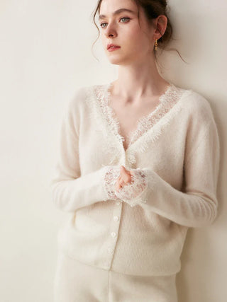 Elegant lace detail cardigan for women | Seraphina