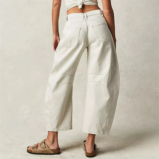 Everly Barrel-Leg Ankle Denim Pants