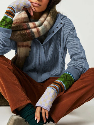 Cropped waffle zip hoodie for women | Ardyn