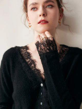 Elegant lace detail cardigan for women | Seraphina