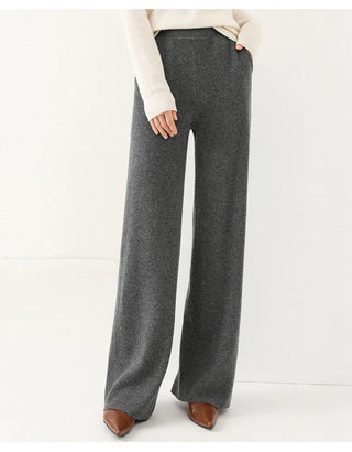 Chic high-waisted wide-leg knit pants for women | Valenne