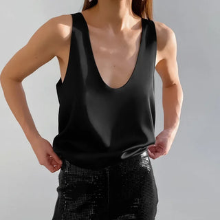 Deep drape satin tank top for women | Selene