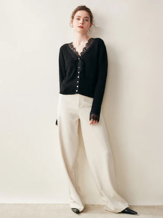 Elegant lace detail cardigan for women | Seraphina