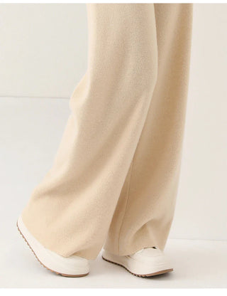 Chic high-waisted wide-leg knit pants for women | Valenne