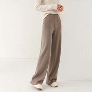 Chic high-waisted wide-leg knit pants for women | Valenne