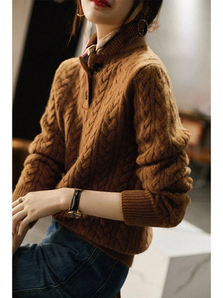 Arden Cable-Knit Button-Up Sweater