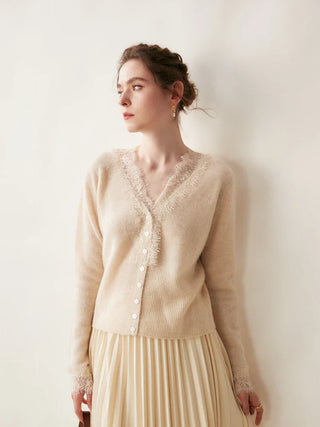 Elegant lace detail cardigan for women | Seraphina