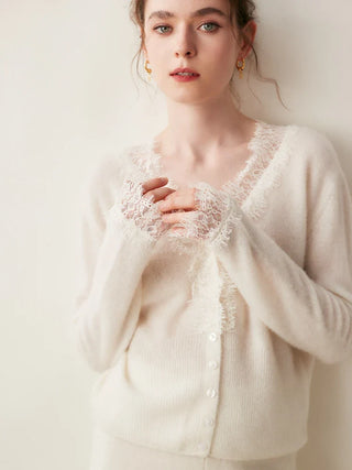 Elegant lace detail cardigan for women | Seraphina