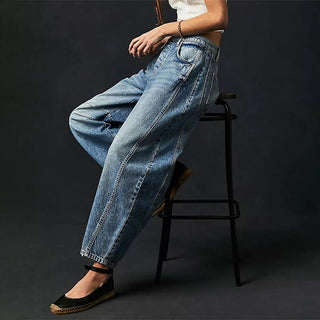 Everly Barrel-Leg Ankle Denim Pants
