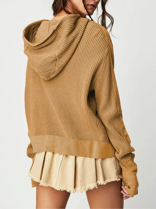 Cropped waffle zip hoodie for women | Ardyn