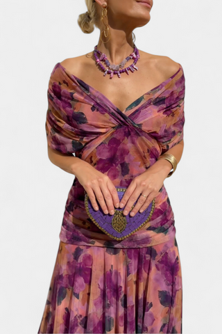 Floral Pleated Maxi Dress – Refined Romantic Silhouette | Eloria
