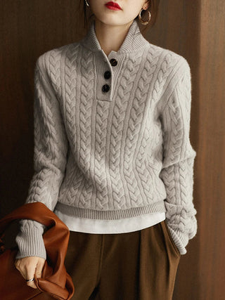 Arden Cable-Knit Button-Up Sweater
