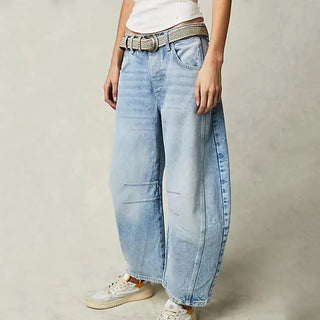 Everly Barrel-Leg Ankle Denim Pants