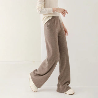Chic high-waisted wide-leg knit pants for women | Valenne