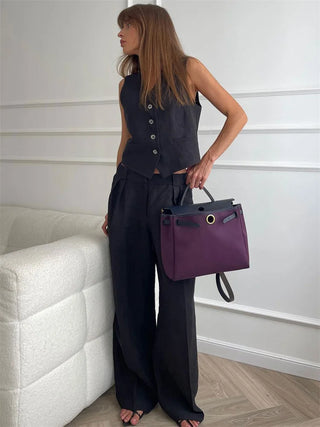 Tailored vest and wide-leg trouser set for women | Avielle
