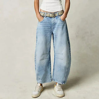 Everly Barrel-Leg Ankle Denim Pants