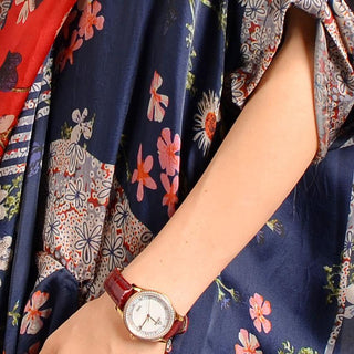 Red Print V-Neck Maxi Robe Dress – Refined Flowing Silhouette | Aramea