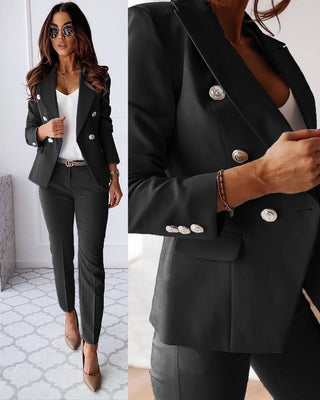 Elena Tailored Suit Set – Structured Blazer with Slim Trousers