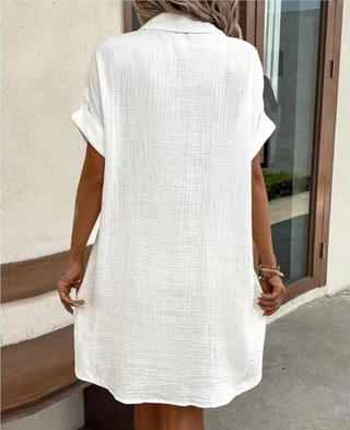 Portofino Linen Button-Down Shirt Dress with Pockets | Portofino