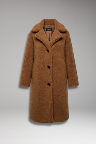 Knee-Length High Collar Overcoat with Textured Finish | Mirelda