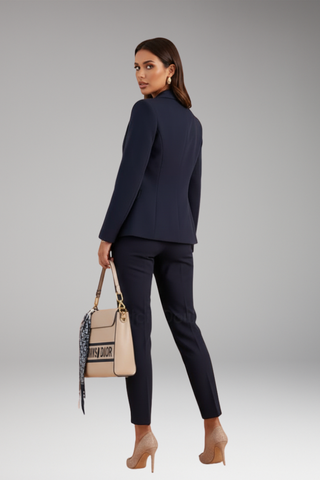 Double-Row Button Blazer and Straight-Leg Trousers Set | Valoria